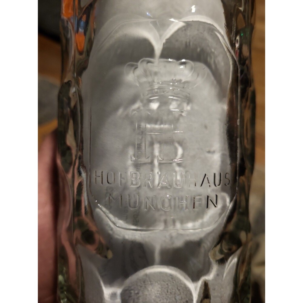 Vintage 1964 Hofbrauhaus Munchen 1L Glass Beer Stein Mug Rastal Germany Dimpled